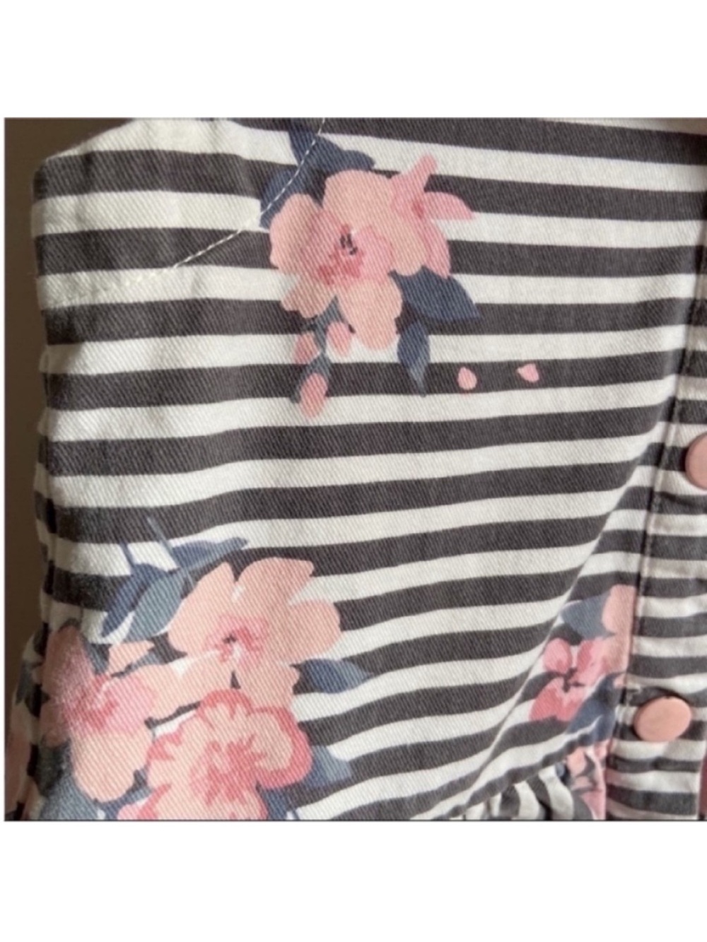 Cynthia Rowley girls vest black striped hooded floral pink ruffle - Picture 2 of 5